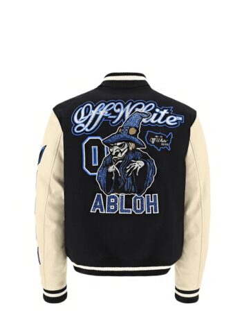 OFF-WHITE Witch Logo Patch Varsity Varsity Jacket Black/Peacock - Imagem 2