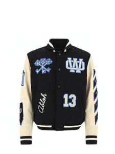 OFF-WHITE Witch Logo Patch Varsity Varsity Jacket Black/Peacock Original São Paulo
