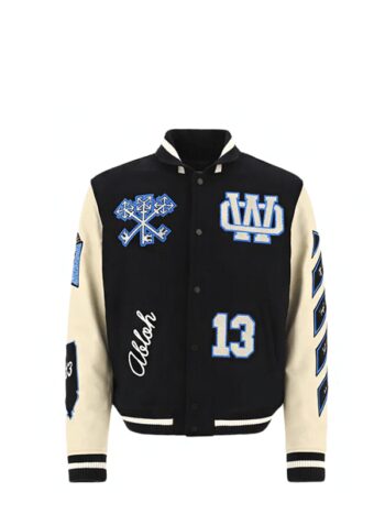 OFF-WHITE Witch Logo Patch Varsity Varsity Jacket Black/Peacock