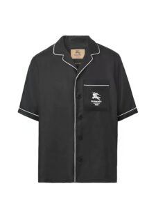 Supreme Burberry Icon Silk Pajama Shirt Black Original São Paulo