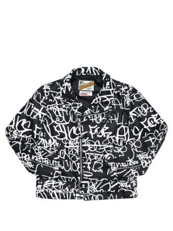 Supreme Comme des Garcons SHIRT Schott Painted Perfecto Leather Jacket Black