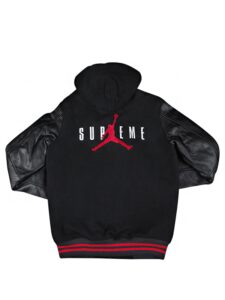 Supreme Jordan Hooded Varsity Jacket Black Original São Paulo