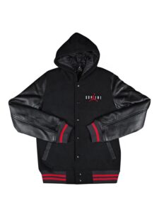 Supreme Jordan Hooded Varsity Jacket Black Original São Paulo