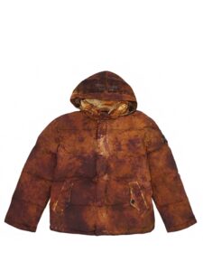 Supreme Stone Island Painted Camo Crinkle Down Jacket Coral Original São Paulo