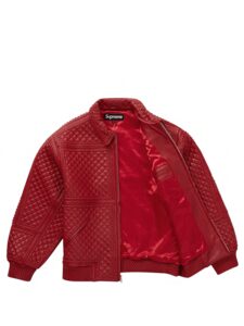 Supreme Studded Quilted Leather Jacket Red Original São Paulo