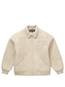 Supreme Studded Quilted Leather Jacket White Original São Paulo