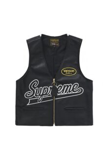 Supreme Vanson Leathers Spider Web Vest Black Original São Paulo