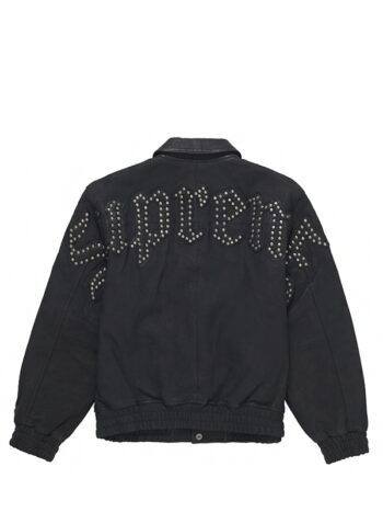 Supreme Pebbled Leather Varsity Jacket Black - Imagem 2