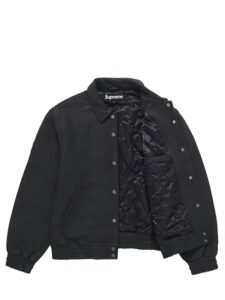 Supreme Pebbled Leather Varsity Jacket Black Original São Paulo