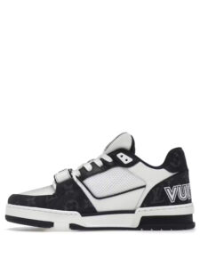 Louis Vuitton LV TrainerVelcro Strap Monogram Denim Black White2