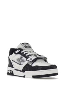 Louis Vuitton LV TrainerVelcro Strap Monogram Denim Black White4