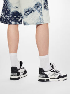 Louis Vuitton LV TrainerVelcro Strap Monogram Denim Black White5