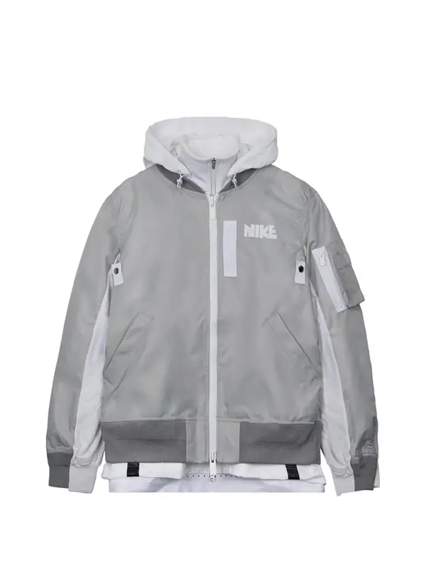Sacai × NIKE Layered Bomber Jacket MA-1 Nike x Sacai Layered Bomber Jacket Black Men's - SS21 - US