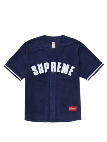 Supreme Ultrasuede Mesh Baseball Jersey Navy
