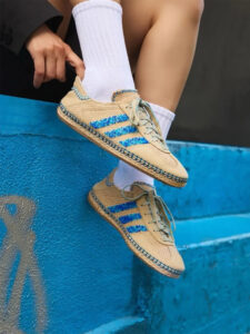 CLOT x adidas Gazelle Blue Bird4