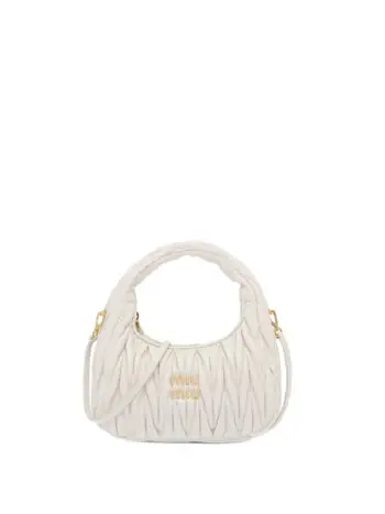 Miu Miu Wander Matelasse Nappa Leather Hobo Mini-Bag White