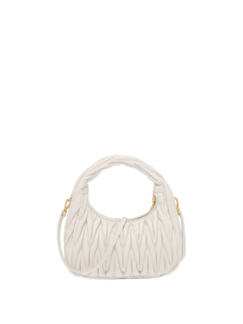 Miu Miu Wander Matelasse Nappa Leather Hobo Mini-Bag White - Imagem 3