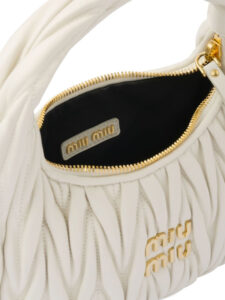 Miu Miu Wander Matelasse Nappa Leather Hobo Mini Bag White4