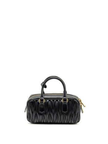 Miu Miu Arcadie Matelasse Nappa Leather Bag Black - Imagem 3