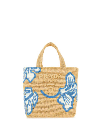 Prada Logo Patch Crochet Tote Bag