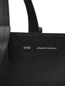 AMI Paris Bolsa tote midi de couro preto3