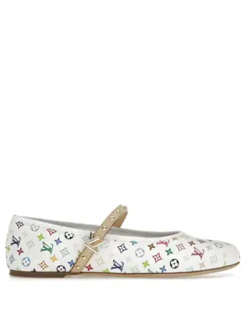 Louis Vuitton Romy Flat Ballerina Takashi Murakami White 