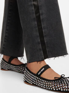 Miu Miu Logo strap embellished ballet flats1