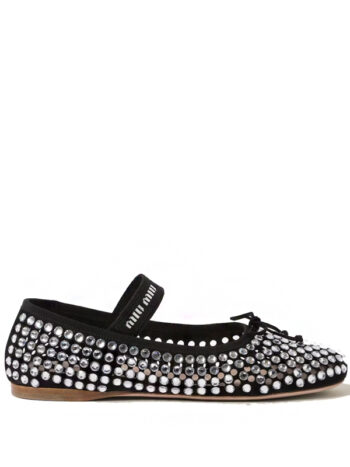 Miu Miu Logo-strap embellished ballet flats