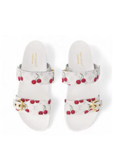 Louis Vuitton Cherry Bom Dia Flat Comfort Mule x Takashi Murakami White Monogram Cherry4