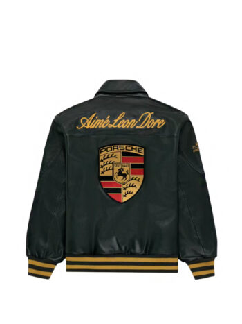 Aime Leon Dore x Porsche 993 Turbo Leather Club Jacket British Racing Green - Imagem 2