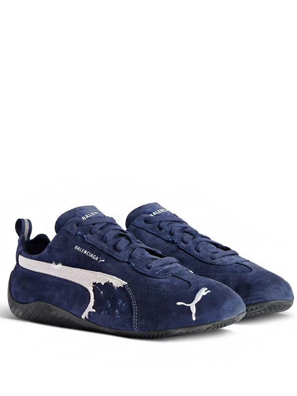 Balenciaga x Puma Speedcat Suede Distressed Navy White Original São Paulo Balenciaga x Puma Speedcat Suede Distressed Navy White - Imagem 4