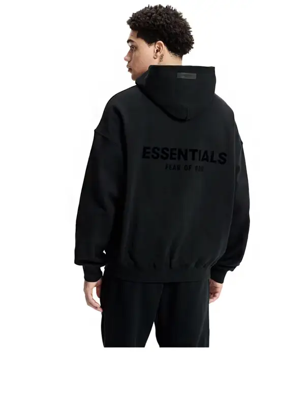 Fear of God Essentials Pullover Chest Logo Hoodie Stretch Limo Black4