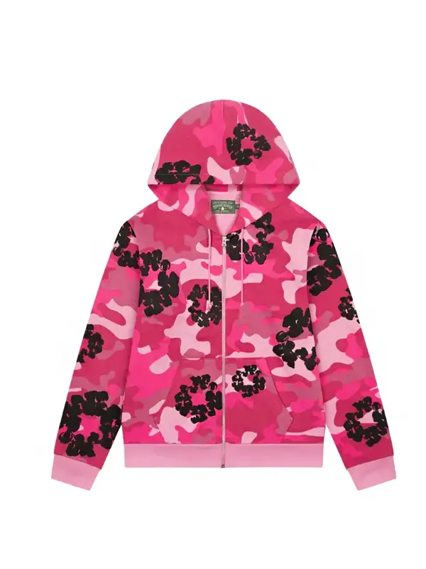 Moletom Denim Tears Camo Cotton Wreath Zip Pink1
