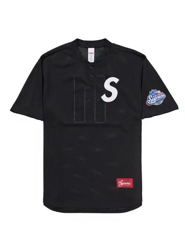 Supreme S Logo Baseball Henley SS25 Black1